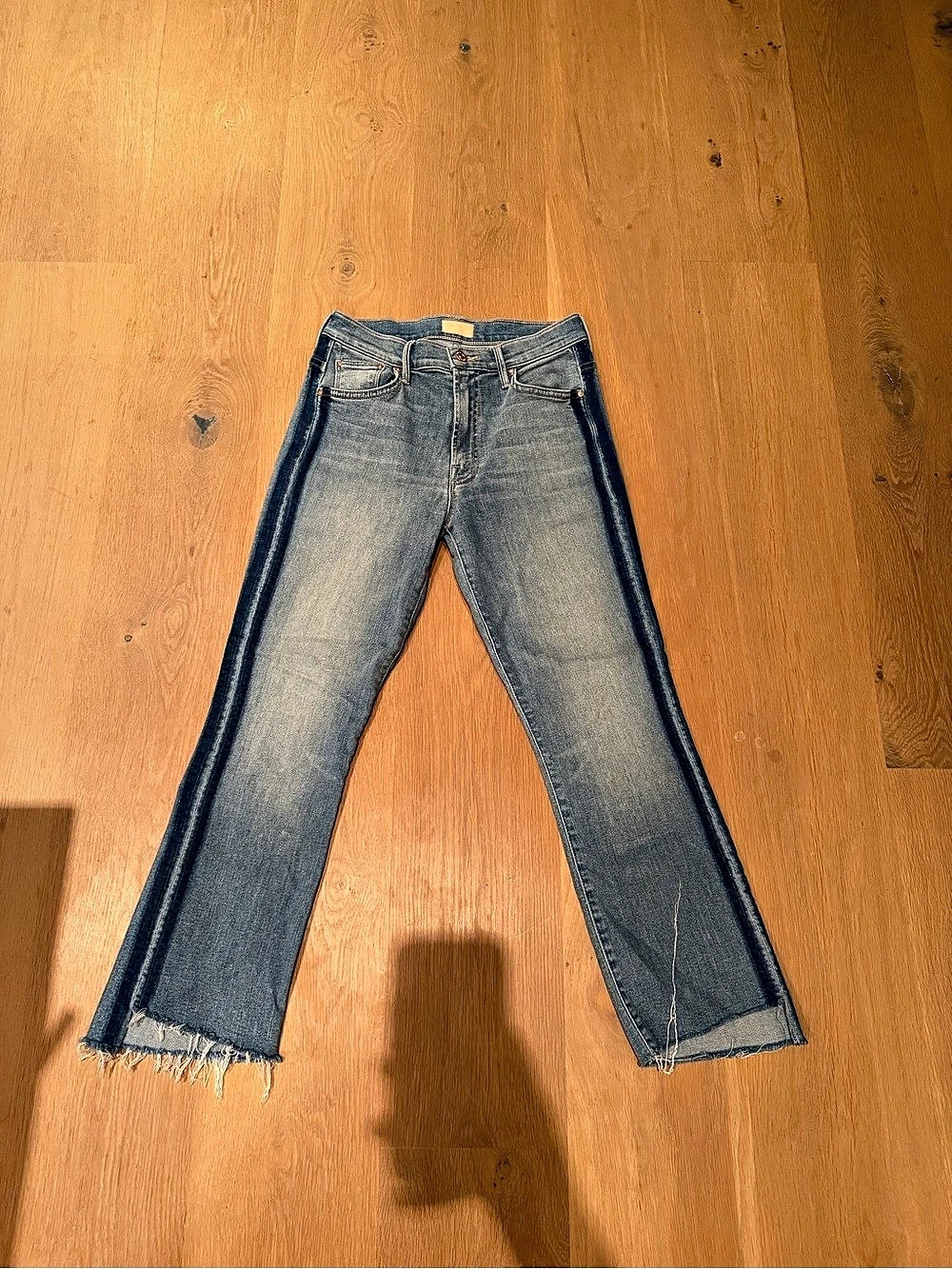 Mother The Insider Crop Step Fray Skinny Jeans in Blue